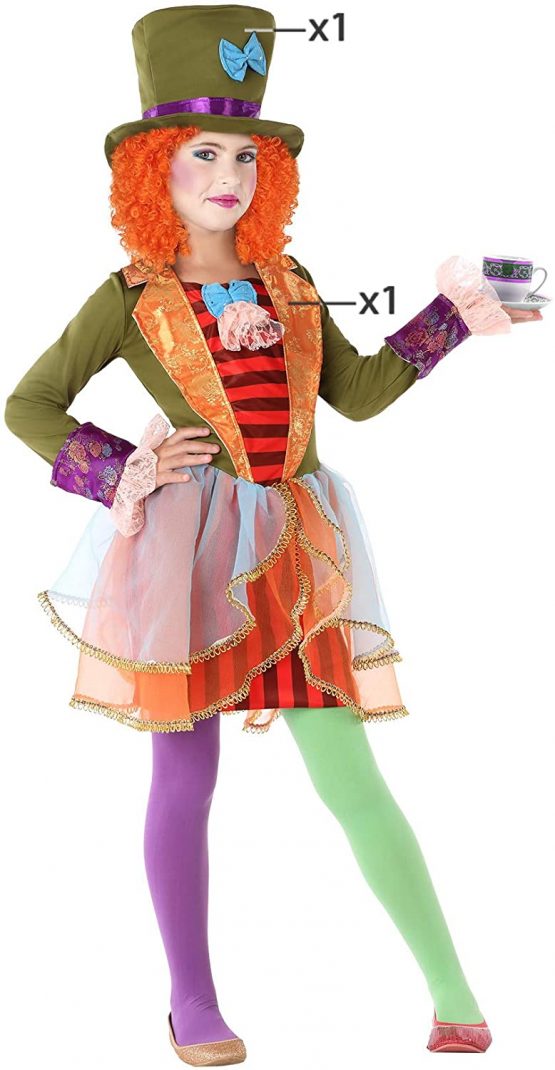 Atosa 61296 Costume Mad Hatter Woman Multicolor Alice in Wonderland, Girl, 5-6 Years - Image 3