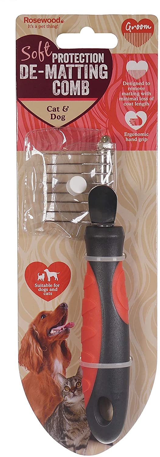Rosewood Soft Protection De-Matting Comb for Dogs & Cats, grey and orange, One Size (Pack of 1) - Image 2