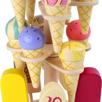 small foot 1248 Movable wooden ice cream stand, accessories for shop and children's kitchen, 15 sorts, from 3 years old