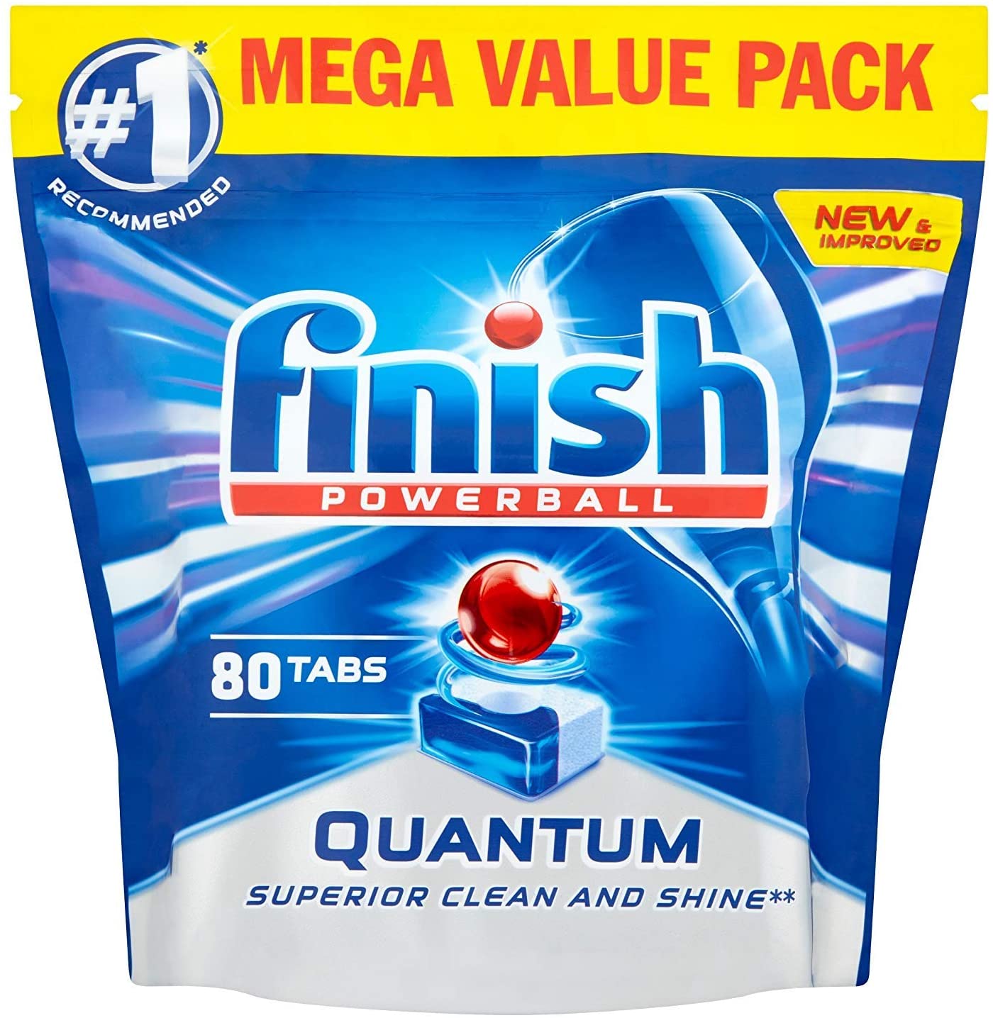 Finish Dishwasher Tablet, Quantum, 88 Tablet, Fresh Scent, Powerful Clean & Shine Detergent Tabs, Tough on Grease Stains