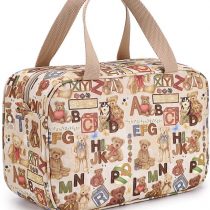 IGNPION Woman Large Travel Toiletry Bag Waterproof Wash Bag Make up Organizer Bag Cosmetic Bag Swimming Gym Bag (Letter Bear)