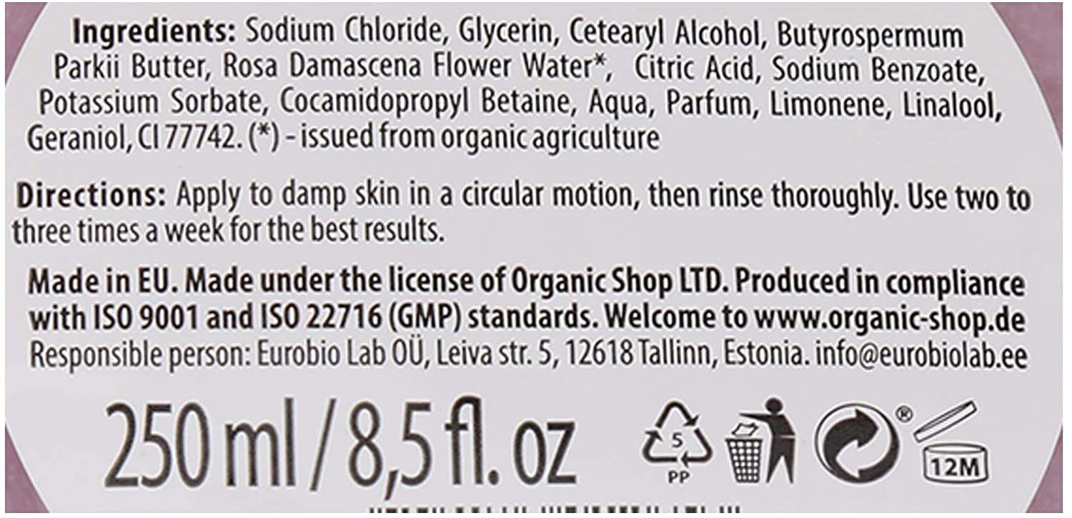 Organic Shop 250ml Body Scrub Firming Rose & Salt, 250 ml (Pack of 1) - Image 4