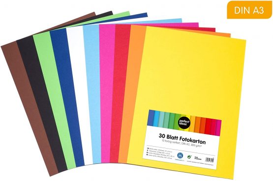 perfect ideaz 30 sheets coloured art paper card stock a3