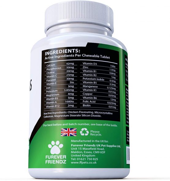 Daily Multivitamin Supplement for Dogs - 120 Chewable Chicken Flavour Tablets – 24 Nutrients, Vitamins & Minerals - Helps with Brain, Heart, Eyes, Kidneys, Liver, Joint Function • Furever Friendz - Image 3