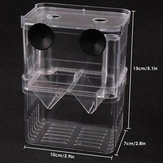 Tiberham Fish Breeding Box, Acrylic Floating Fish Hatchery Isolation Box, Double Layer Fry Hatching Incubator Breeding Rearing Trap, Aquarium Tank Fish Parenting Container Divider with Suction Cups - Image 2