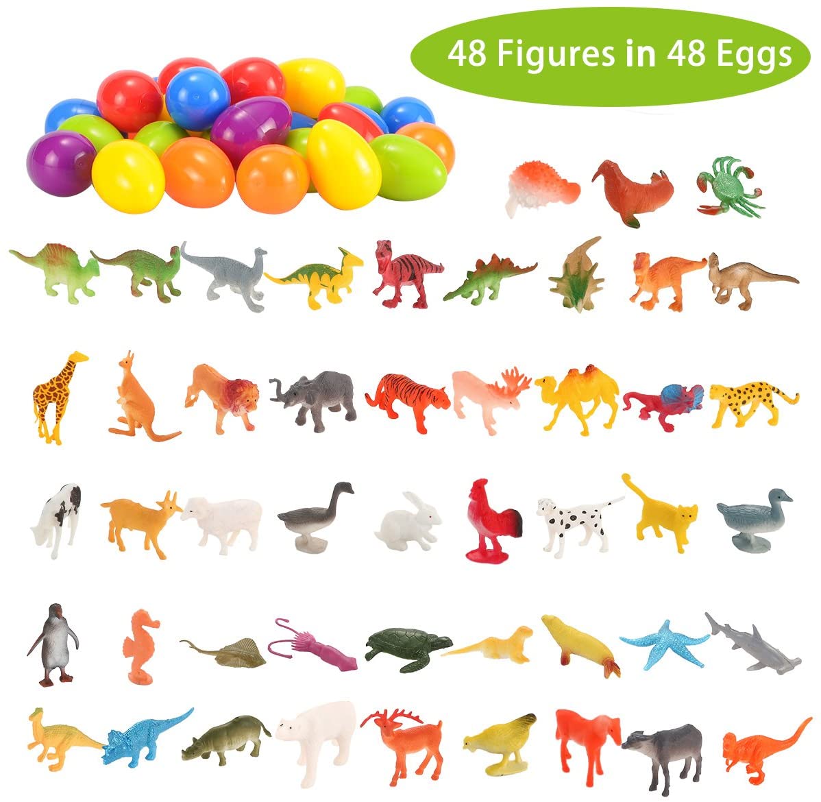 Joyin Toy 48 Pieces Easter Eggs Prefilled with Assorted Natural World