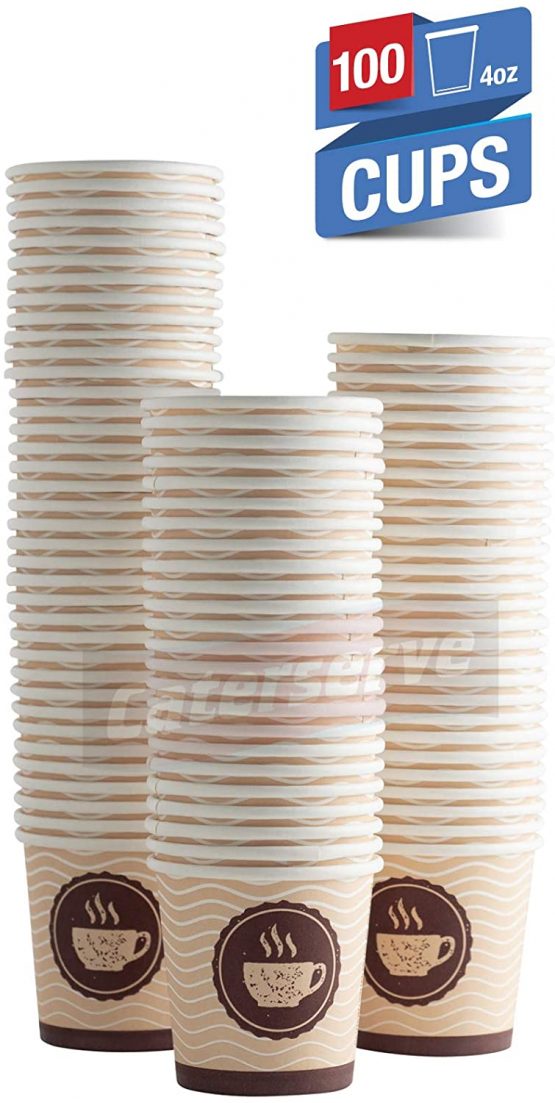 Disposable Paper Hot Coffee Tea Drinking Espresso Cups 4oz - 118ml (100 Pack)