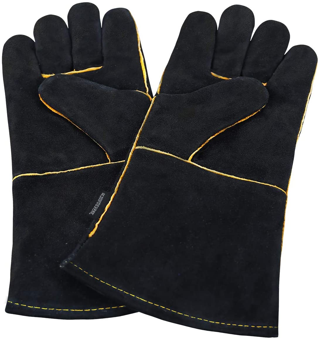 OLSON DEEPAK Leather Heavy Duty Heat Resistant Safety Gauntlet Gloves,Used for Welding,Fireplace,Oven,Woodburner,Stoves,BBQ,1pair - Image 2