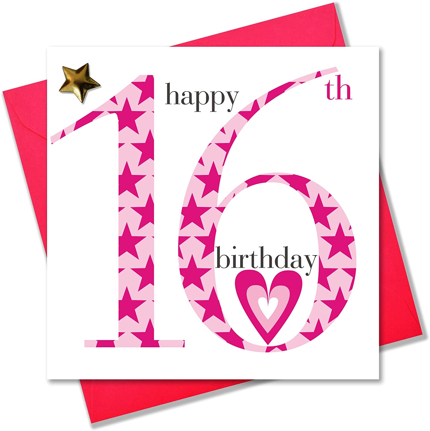 Claire Giles Ages Age 16 Girl Birthday Card, Pink, 150mm x 150mm