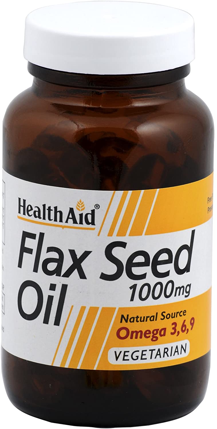 HealthAid Flaxseed Oil 1000mg - 60 Capsules, White, 60 count (Pack of 1)