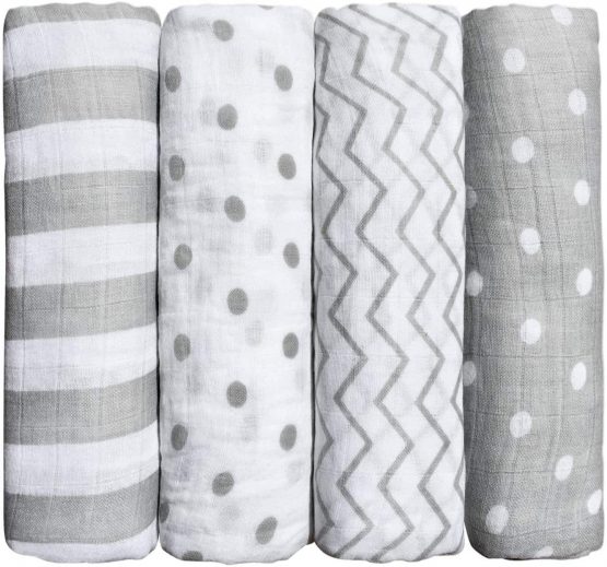 Cuddlebug Muslin Baby Swaddle Blankets for Boys and Girls 0 to 3 Months - Large 4 x 4 Feet – Unisex Muslin Cotton (Spots n Stripes) - Image 3