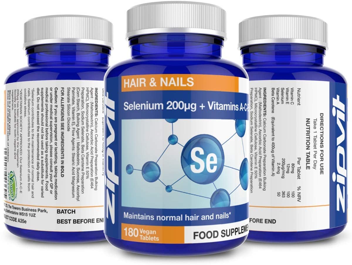 Zipvit Selenium 200mcg with Vitamins A, C, E. 180 Vegan Tablets. Supports Normal Thyroid, Skin, Hair & Nails, Immune System - Image 3