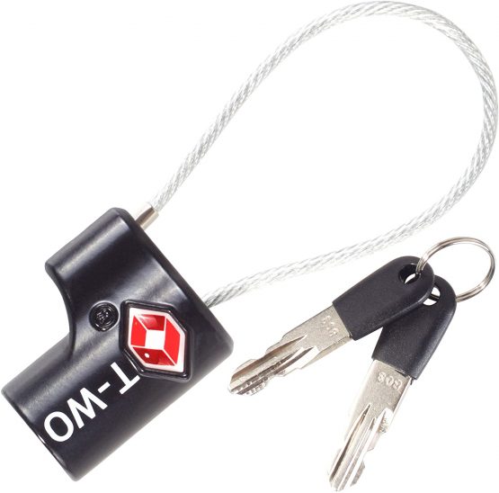 TSA Approved Luggage Locks Suitcase Locks (1 Pack) OW-Travel Cable Padlock with Keys Made from Heavy Duty Zinc Alloy for Suitcase, Zipper, Luggage, Bag, Case, Backpack, Gym Locker, Tool Box (Black)