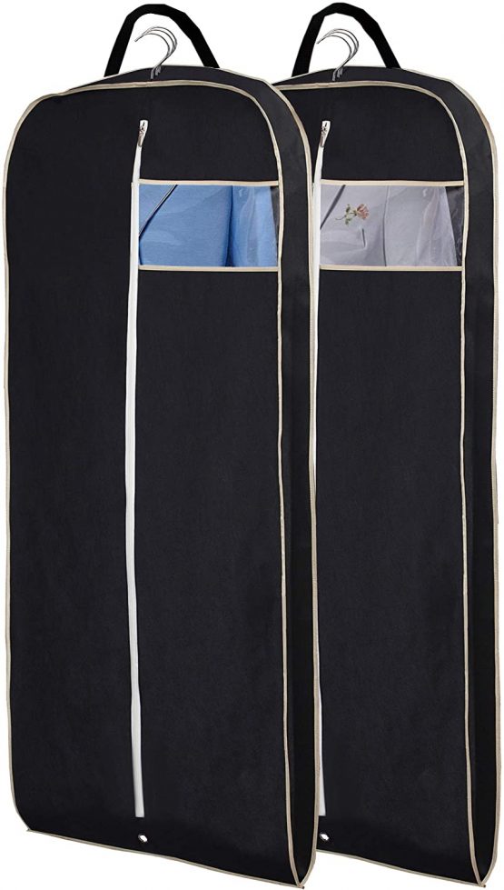 MISSLO 54" Suit Bags for Men Garment Covers for Clothes Breathable Carrier Dress Garment Bag for Storage with Handle and Gusseted, Pack of 2