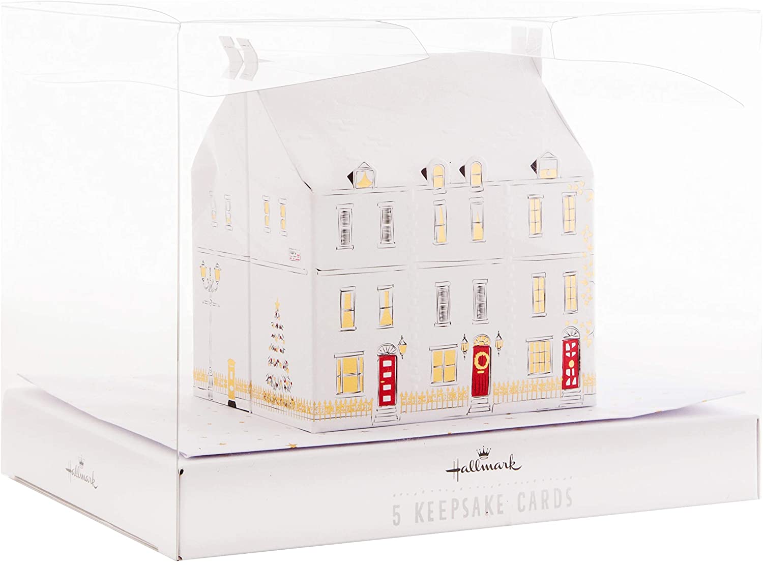 Hallmark Christmas Luxury Boxed Cards Pop up Town Houses - Pack of 5, White - Image 2