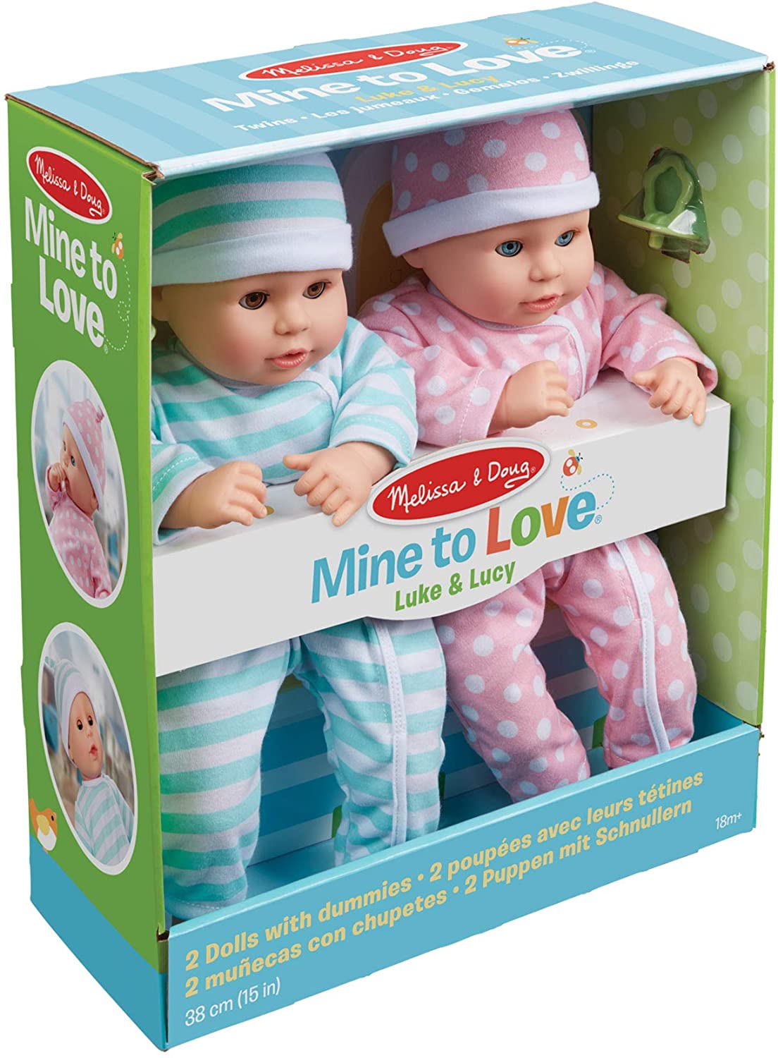 Melissa & Doug Luke & Lucy Twin Toy Baby Dolls I Twin Dolls Boy and Girl, Gold, 15 inches
