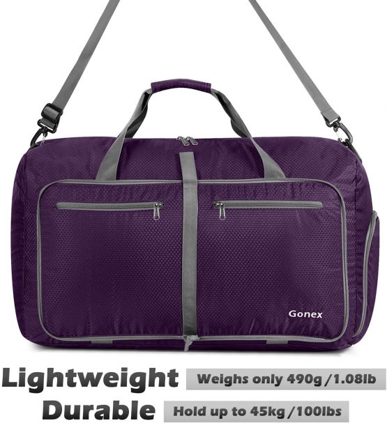 Gonex 40L Foldable Sport Duffles Packable Carry On Travel Holdall Bag, Sports Bag Gym Bag with Shoes Compartment, Swimming Yoga Holiday Luggage, Camping kit Bag - Image 4