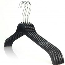 HANGERWORLD Strong Black Plastic Garment Coat Clothes Hangers with Notches - All Purpose 43" (17") (20)