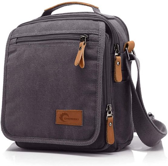 CHEREEKI Canvas Bag, Shoulder Bag Messenger Bag with Multiple Pockets (Hold 10 inch Tablet, iPad, Kindle) (Army Green) - Image 2