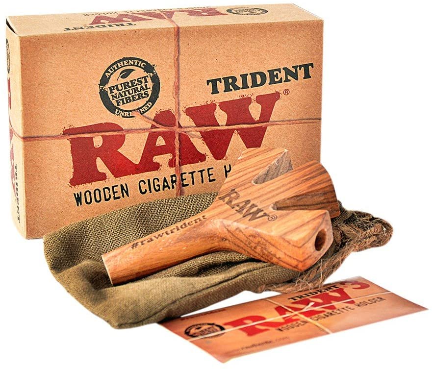 Raw Three-Way Cigarette Holder, Raw Trident Wooden Cigarette Holder