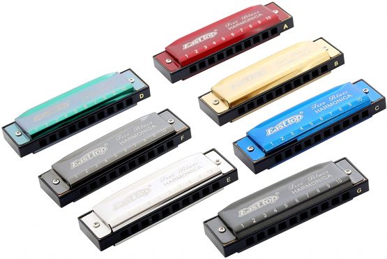 East top Diatonic Harmonica Set of 7, 10 Holes Blues Harmonica T003 Mouth Organ set, A, B, C, D, E, F and G key harmonicas for Adults, Beginner, Professionals and Students as Gift - Image 2