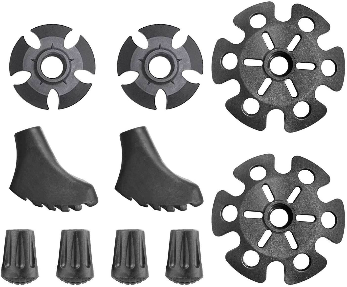 TheFitLife Rubber Tip Protector & Snow And Mud Baskets For Trekking Poles, Durable Rubber Accessories & Replacements