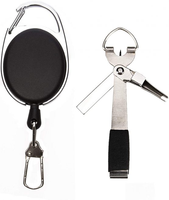 NEWSHOT Fishing Quick Knot Tying Tool 4 in 1 Fly Line Clippers with Retractor Zinger Retractor Combo