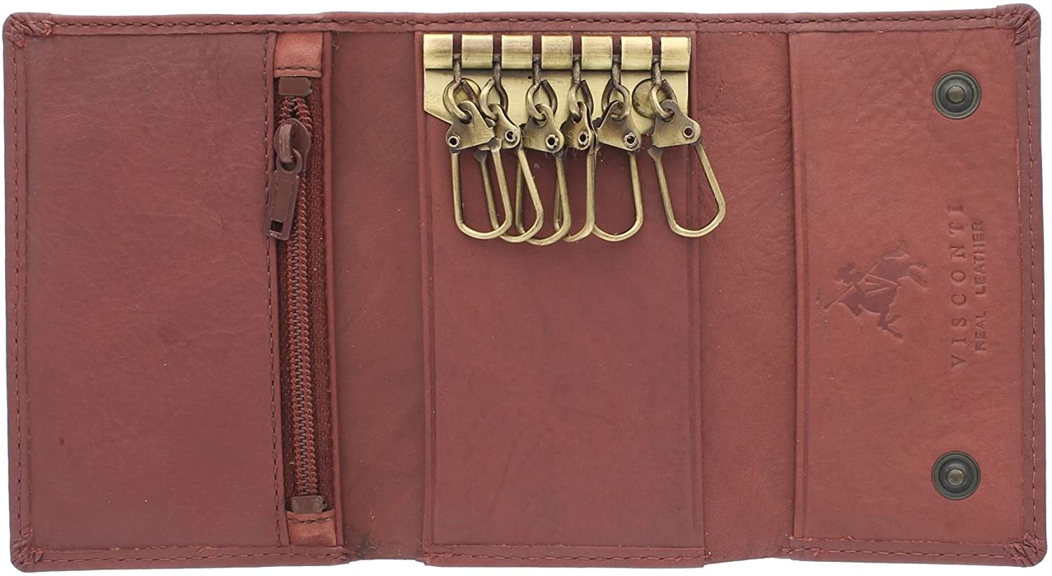Visconti Compact Leather Keycase Wallet 1178 Brown