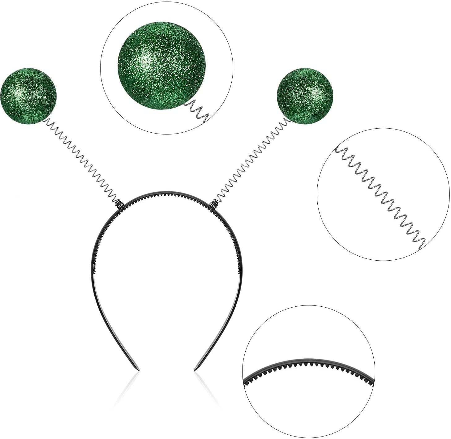 4 Pairs Alien Glasses Space Themed Funny Glasses with Green Color and 4 Pieces Martian Antenna Headband Boppers Green Antennas Headband for Cosplay Party Costume Accessories - Image 3