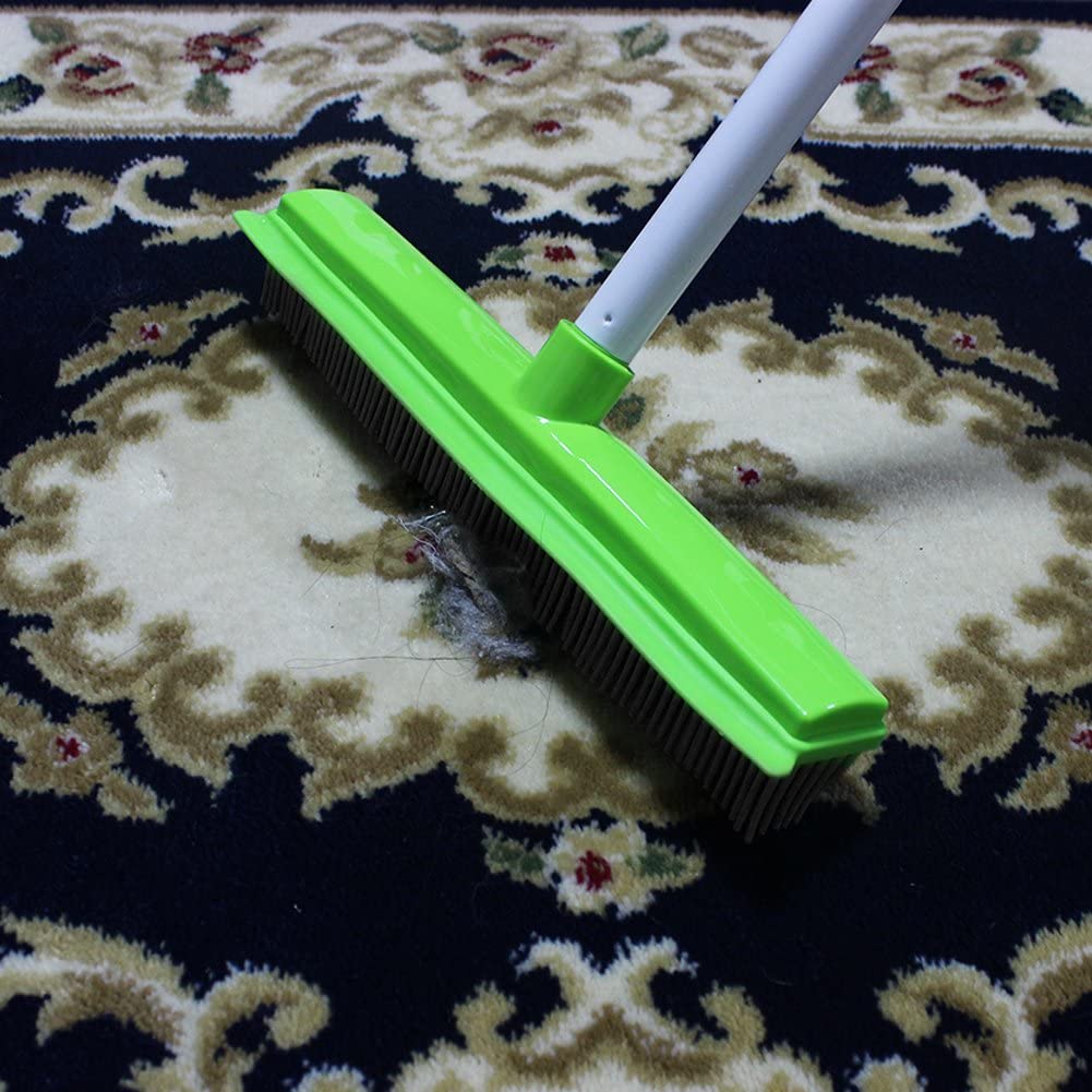 GLOYY Rubber Broom for Pet Hair Removal Silicone Carpet Rake with 58" Adjustable Telescopic Handle - Image 4