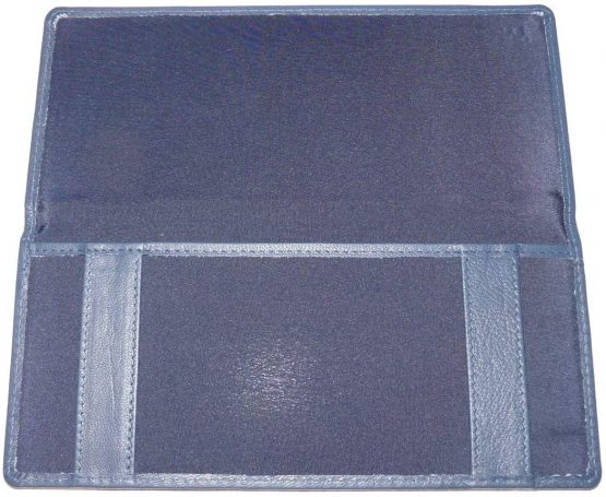 EMVY Leather Genuine Leather Cheque Book Cover Holder in Colours Black or Purple! (Navy) - Image 2