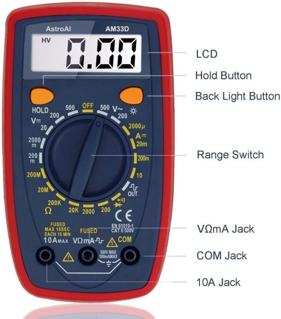 AstroAI Digital Multimeter Ohm Volt Amp and Diode Voltage