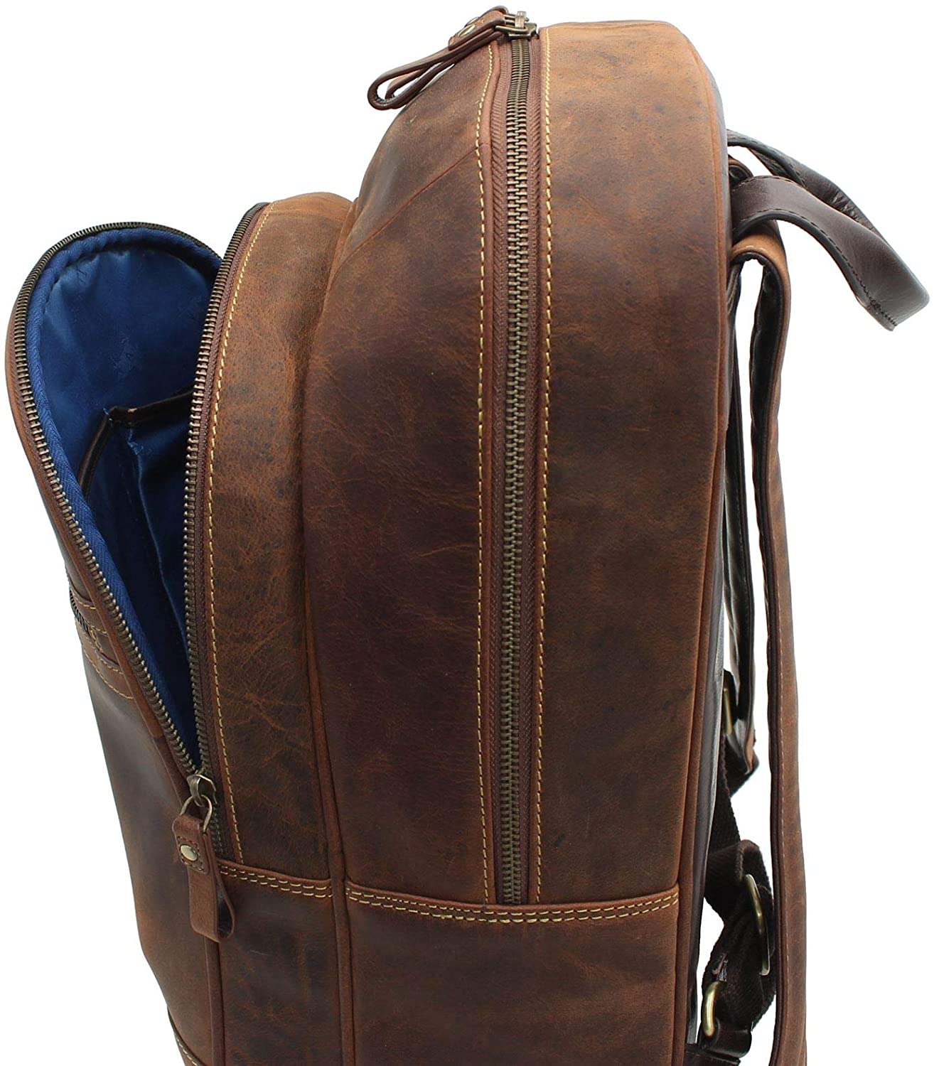 VISCONTI Toscana Collection Leather Laptop Backpack TC80b Havana Tan - Image 4