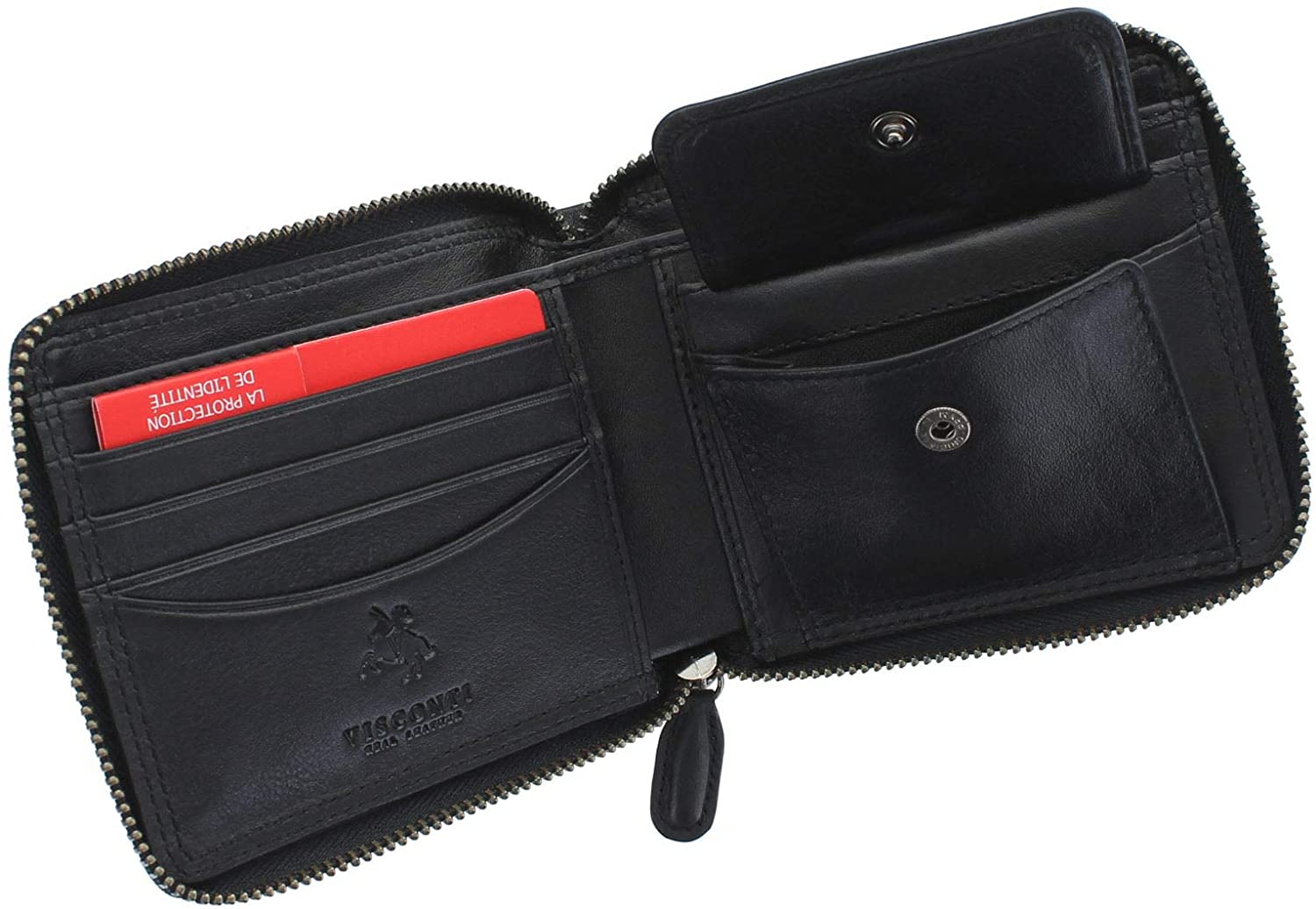 VISCONTI Heritage Camden Zip Around Leather Wallet RFID and Tap and Go HT14 Black - Image 4