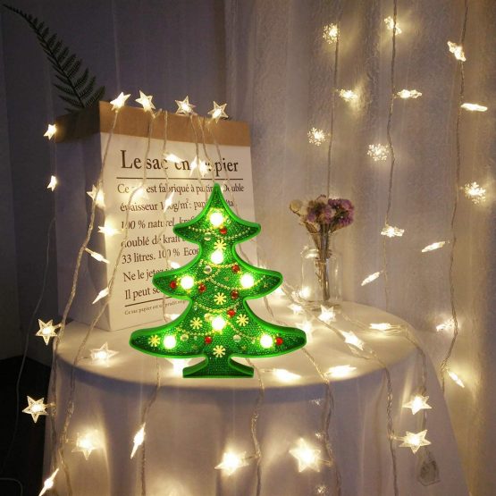 Diamond Painting Lamp with LED Lights Christmas Decor Cute Snowman Christmas Tree Night Light for Home Decorations Christmas Gifts Art Crafts (Xmas Tree) - Image 2