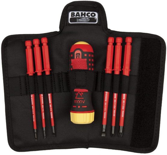Bahco 808061 BH808061 Ratcheting Screwdriver with Interchangeable Blades, Multi-Colour