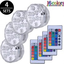 Submersible LED Lights,Multicolor RGB 10-LED Lights Waterproof Underwater Light LED Base for Vase Base,Aquarium, Pond, Garden, Fish Tank,Home Party, Decoration Lights