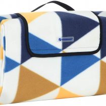 SONGMICS Picnic Blanket, 200 x 200 cm, Outdoor Beach Blanket for Camping, Park, Yard, with Waterproof Backing, Foldable, Yellow and Blue Triangle Pattern GCM76S