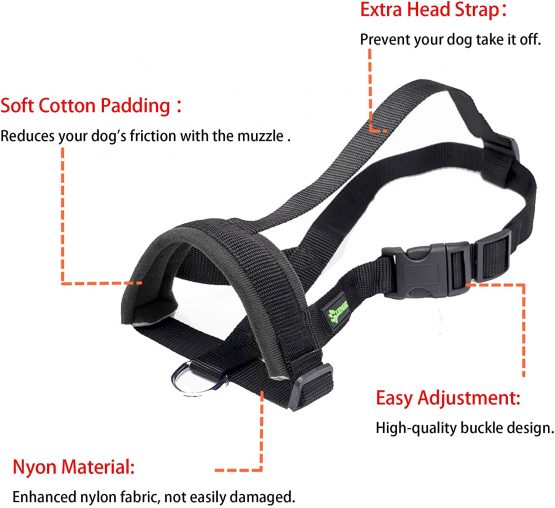 ILEPARK Soft Dog Muzzle Nylon Adjustable to Prevent from Biting, Barking and Chewing, Training Pets (M, Black) - Image 4