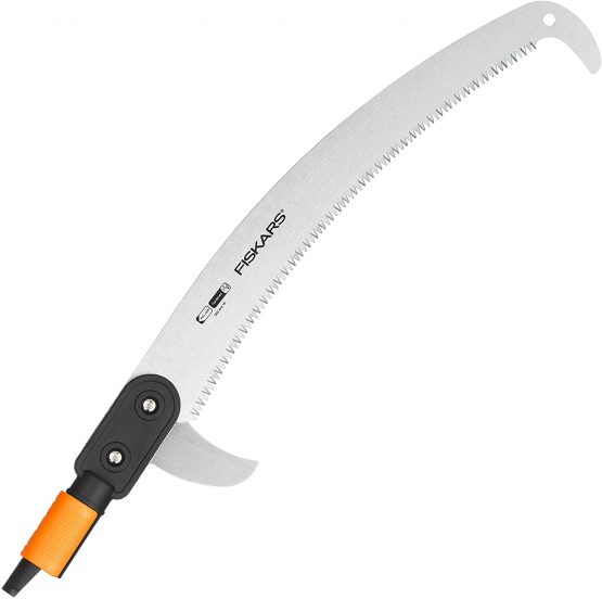 Fiskars Curved Saw For Reaching Higher Branches, Tool Head, Length: 55 cm, Hardened Steel Blade, Black/Orange, QuikFit, 1000691