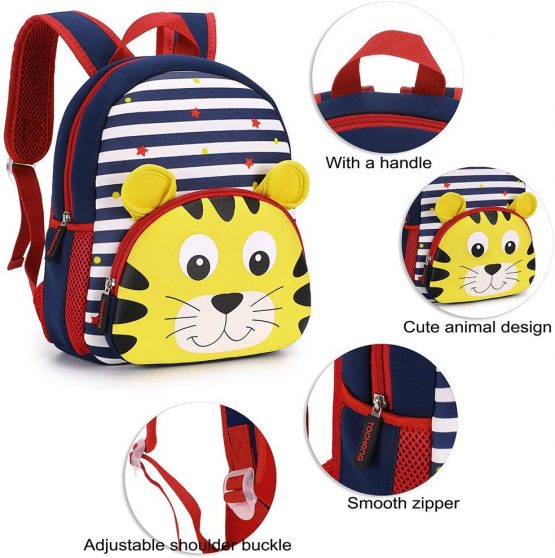IGNPION Nursery Kids Backpacks Toddle Children School Bag Zoo Lunch Bag 3D Cute Animal Cartoon Preschool Rucksack (Stripe Tiger) - Image 4