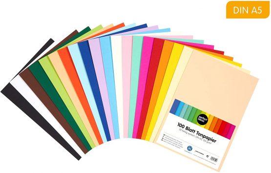 perfect ideaz 100 Sheets Tinted Drawing Paper, A5 Size (5.83 x 8.27 in), Tone Coloured Paper, in 20 Different Solid Colours, 120 g/m², Quality Sheets