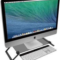 Macally SPACESTAND Tempered Glass Monitor Stand With Open Storage Space - Supports monitors and other devices up to 16.9'/50 cm wide and 40 lbs/18 kg in weight