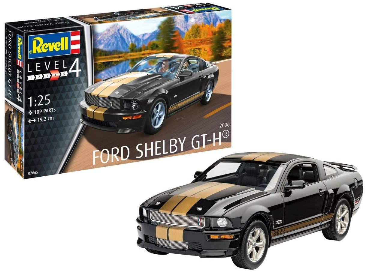 Revell RV07665 07665 7665 1:25 Shelby GT-H (2006) Plastic Model Kit, Various, 1/25, Black, Gold