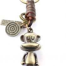 AuPra Leather Funny Monkey KeyChains Friend Gift Ideas Women Men Good Luck KeyRings Small Surprise Present
