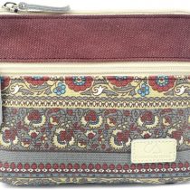 POPUCT Women's Retro Canvas Zipper Coin Purse Phone Pouch Cosmetic Bag(Wine red)
