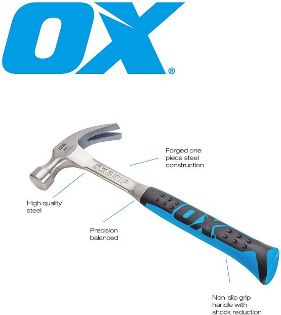 OX OX-P080120 Claw Hammer - Pro Series Claw Hammer with Curved Claw - Non-slip Grip - Multicolour - 20 Oz - Image 2