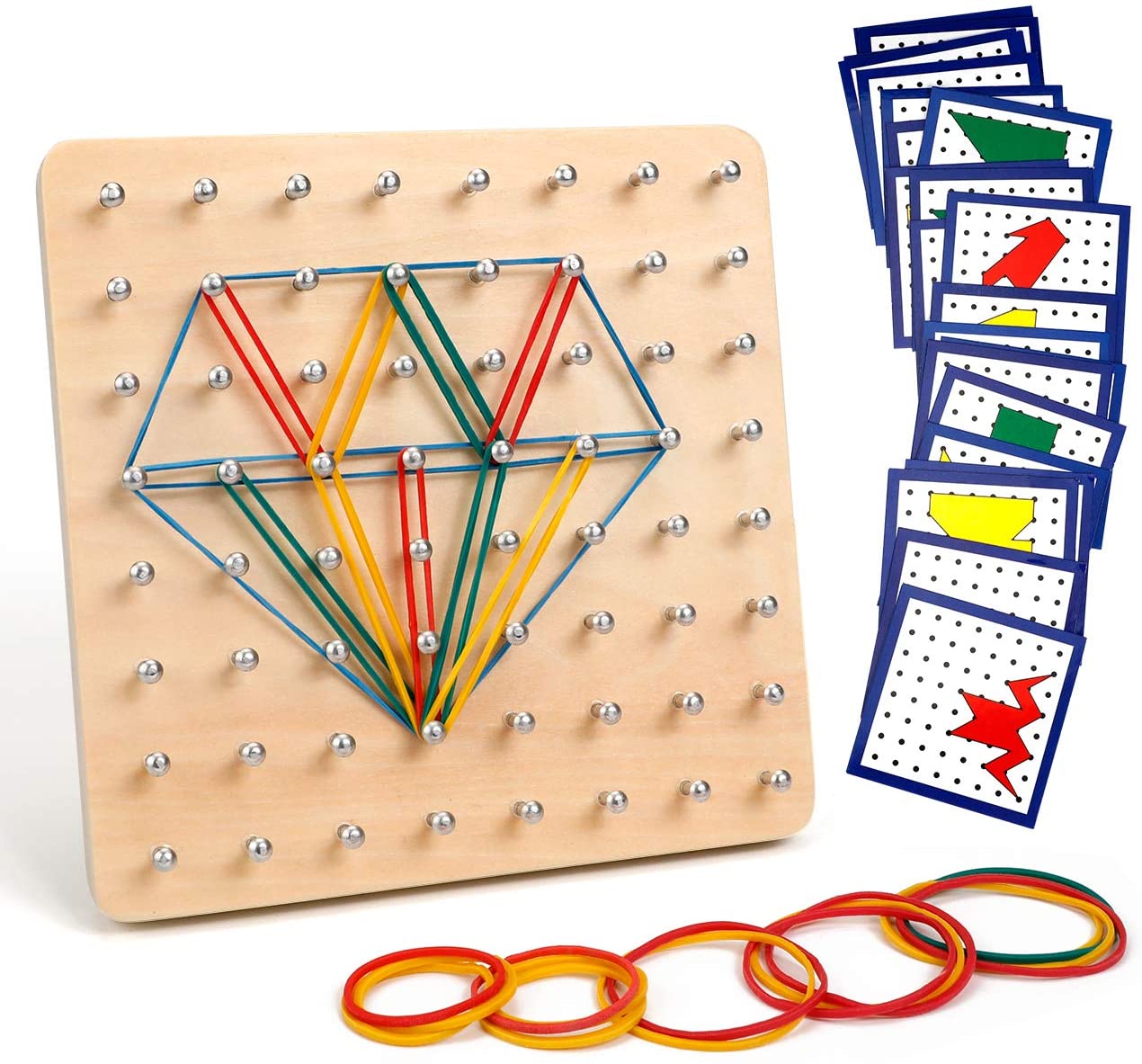 Homealexa Montessori Toys, Wooden Geometric Shapes Baby Geometry Board Set