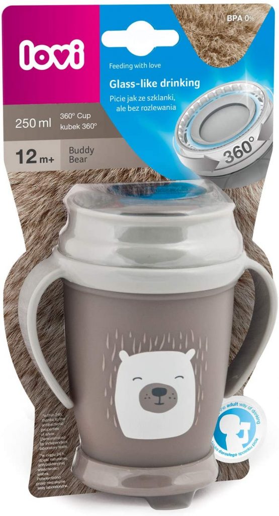 LOVI 360 Degree Toddler Trainer Sippy Cup | 9m+ | 210 ml | BPA Free | SteriTouch Antibacterial Protection | Profiled Handles | Innovative Sealing System | Easy to Clean | Buddy Bear Mini - Image 3