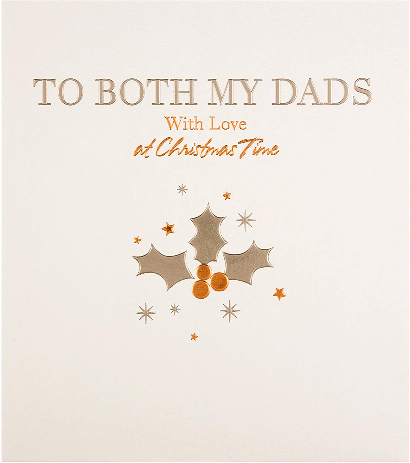 Christmas Card for 'Both My Dads' from The Hallmark Studio - Embossed Silver and Copper Foil Design, 18cm x 16cm
